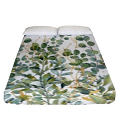 Gold And Green Eucalyptus Leaves Fitted Sheet (king Size) by Jack14