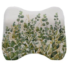 Gold And Green Eucalyptus Leaves Velour Head Support Cushion by Jack14