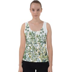 Gold And Green Eucalyptus Leaves Velvet Tank Top by Jack14