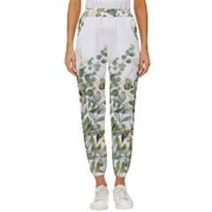 Gold And Green Eucalyptus Leaves Women s Cropped Drawstring Pants