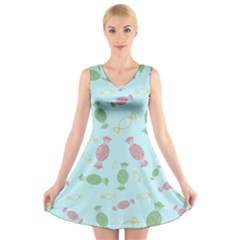 Toffees Candy Sweet Dessert V-neck Sleeveless Dress by Jancukart