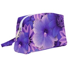 Pattern Floral Flora Flower Flowers Blue Violet Patterns Wristlet Pouch Bag (large) by Jancukart