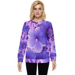 Pattern Floral Flora Flower Flowers Blue Violet Patterns Hidden Pocket Sweatshirt by Jancukart