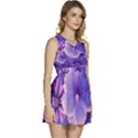 Pattern Floral Flora Flower Flowers Blue Violet Patterns Sleeveless High Waist Mini Dress View3