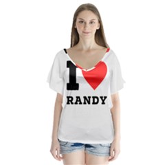 I Love Randy V-neck Flutter Sleeve Top by ilovewhateva