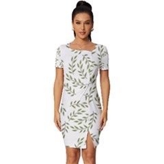 Leaves Wallpaper Leaf Nature Background Fitted Knot Split End Bodycon Dress by Jancukart