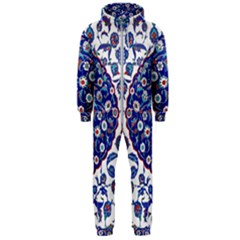 Art Pattern Design Blue Old Style Hooded Jumpsuit (men)