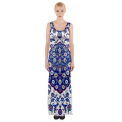 Art Pattern Design Blue Old Style Thigh Split Maxi Dress