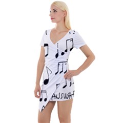 Music Is The Answer Phrase Concept Graphic Short Sleeve Asymmetric Mini Dress by dflcprintsclothing