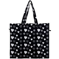 Hearts Snowflakes Black Background Canvas Travel Bag by Jancukart
