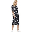 Hearts Snowflakes Black Background Bow Sleeve Chiffon Midi Dress View3