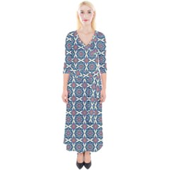 Mandala Seamless Background Texture Quarter Sleeve Wrap Maxi Dress by Jancukart