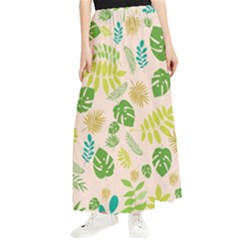 Tropical Leaf Leaves Palm Green Maxi Chiffon Skirt by Jancukart