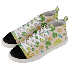 Tropical Leaf Leaves Palm Green Men s Mid-top Canvas Sneakers