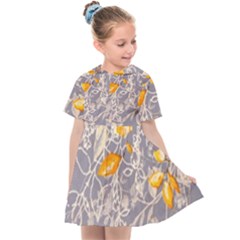 Fabric Floral Background Kids  Sailor Dress