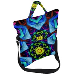 Abstract Kaleidoscope Digital Fold Over Handle Tote Bag by Jancukart