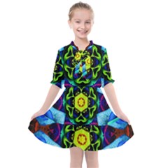 Abstract Kaleidoscope Digital Kids  All Frills Chiffon Dress