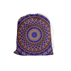 Mandala Kaleidoscope Background Drawstring Pouch (Large)