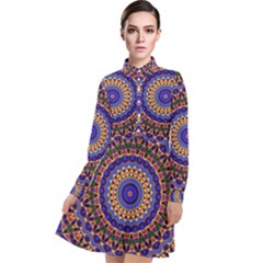 Mandala Kaleidoscope Background Long Sleeve Chiffon Shirt Dress