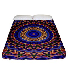 Mandala Kaleidoscope Background Fitted Sheet (King Size)