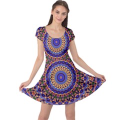 Mandala Kaleidoscope Background Cap Sleeve Dress