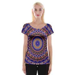 Mandala Kaleidoscope Background Cap Sleeve Top