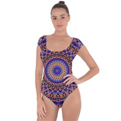 Mandala Kaleidoscope Background Short Sleeve Leotard 