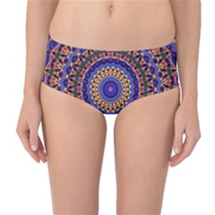 Mandala Kaleidoscope Background Mid-Waist Bikini Bottoms