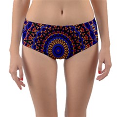 Mandala Kaleidoscope Background Reversible Mid-Waist Bikini Bottoms