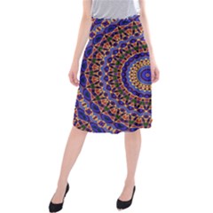 Mandala Kaleidoscope Background Midi Beach Skirt