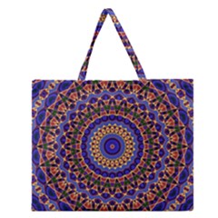 Mandala Kaleidoscope Background Zipper Large Tote Bag