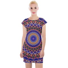 Mandala Kaleidoscope Background Cap Sleeve Bodycon Dress