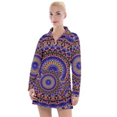 Mandala Kaleidoscope Background Women s Long Sleeve Casual Dress