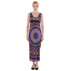 Mandala Kaleidoscope Background Fitted Maxi Dress