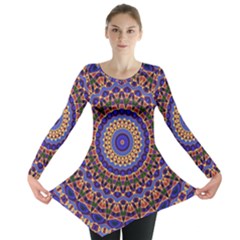 Mandala Kaleidoscope Background Long Sleeve Tunic 