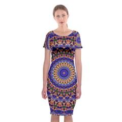 Mandala Kaleidoscope Background Classic Short Sleeve Midi Dress