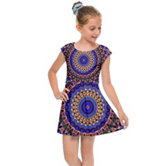 Mandala Kaleidoscope Background Kids  Cap Sleeve Dress