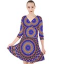 Mandala Kaleidoscope Background Quarter Sleeve Front Wrap Dress View1