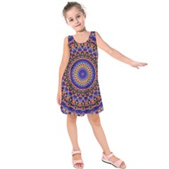 Mandala Kaleidoscope Background Kids  Sleeveless Dress