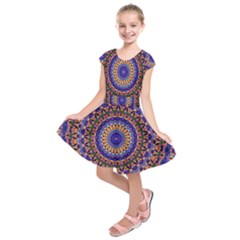 Mandala Kaleidoscope Background Kids  Short Sleeve Dress