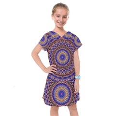 Mandala Kaleidoscope Background Kids  Drop Waist Dress