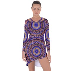 Mandala Kaleidoscope Background Asymmetric Cut-Out Shift Dress