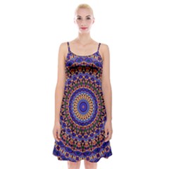 Mandala Kaleidoscope Background Spaghetti Strap Velvet Dress