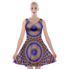 Mandala Kaleidoscope Background Velvet Skater Dress