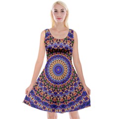 Mandala Kaleidoscope Background Reversible Velvet Sleeveless Dress