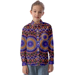 Mandala Kaleidoscope Background Kids  Long Sleeve Shirt by Jancukart