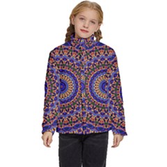 Mandala Kaleidoscope Background Kids  Puffer Bubble Jacket Coat