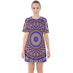 Mandala Kaleidoscope Background Sixties Short Sleeve Mini Dress
