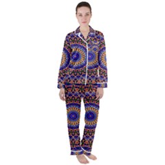 Mandala Kaleidoscope Background Women s Long Sleeve Satin Pajamas Set	