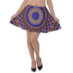 Mandala Kaleidoscope Background Velvet Skater Skirt